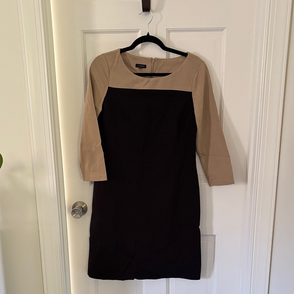 Talbots Black and Tan Long Sleeve Dress